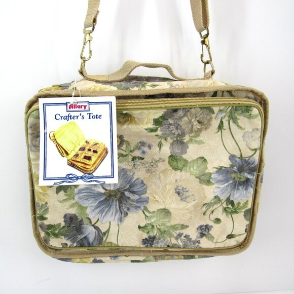 Allary Craft & Sew Blue Flower Print Storage Carryall Case Bag New with Tag - Picture 2 of 11